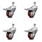 Service Caster 3 Inch Maroon Polyurethane Swivel 12mm Stem Caster Set with Total Lock Brake SCC-TSTTL20S314-PPUB-MRN-M1215-4 - alternate 1